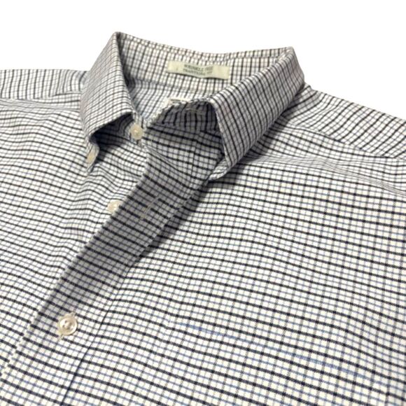 L.L. Bean Wrinkle Free Traditional Fit Plaid Button Down Shirt Blue Neck Size 18 - Picture 2 of 4